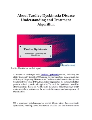 about tardive dyskinesia disease understanding