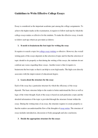 Guidelines To Write Effective College Essays