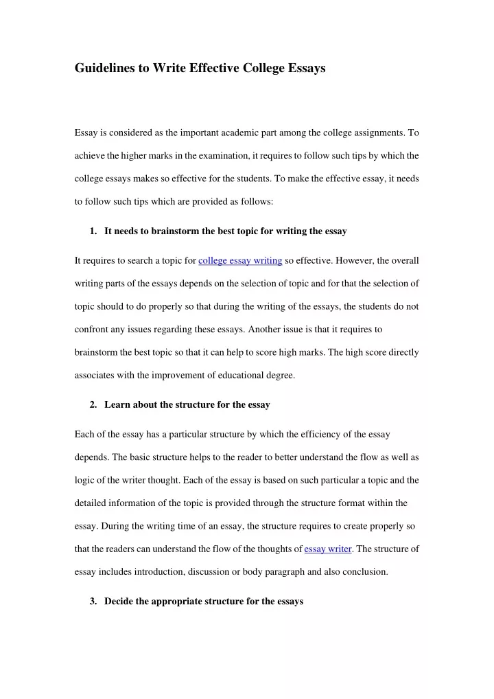 guidelines to write effective college essays