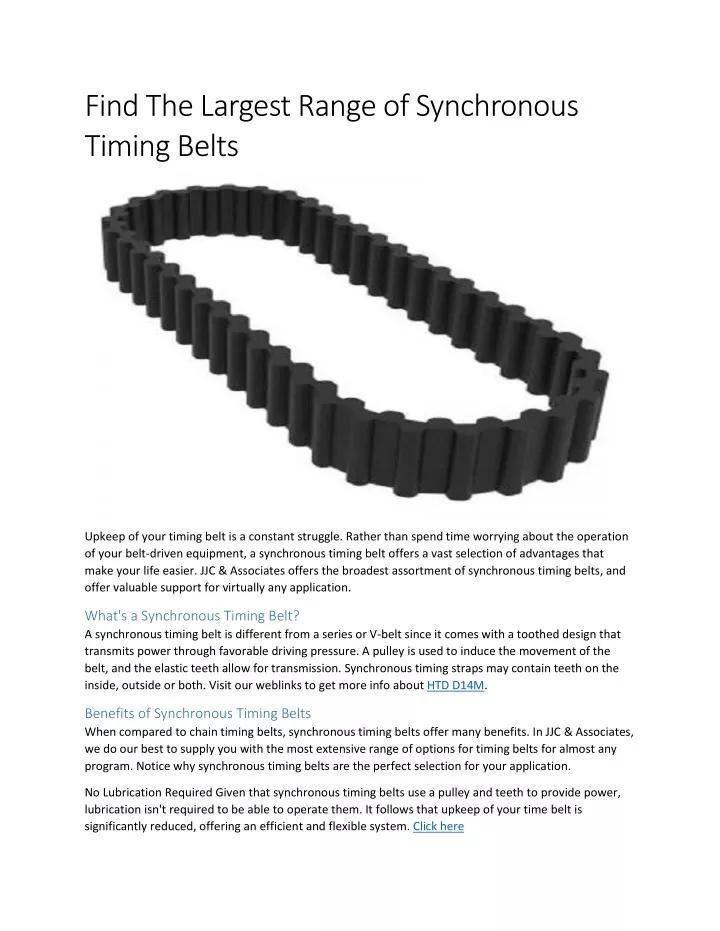 find the largest range of synchronous timing belts