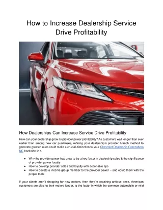 how to increase dealership service drive