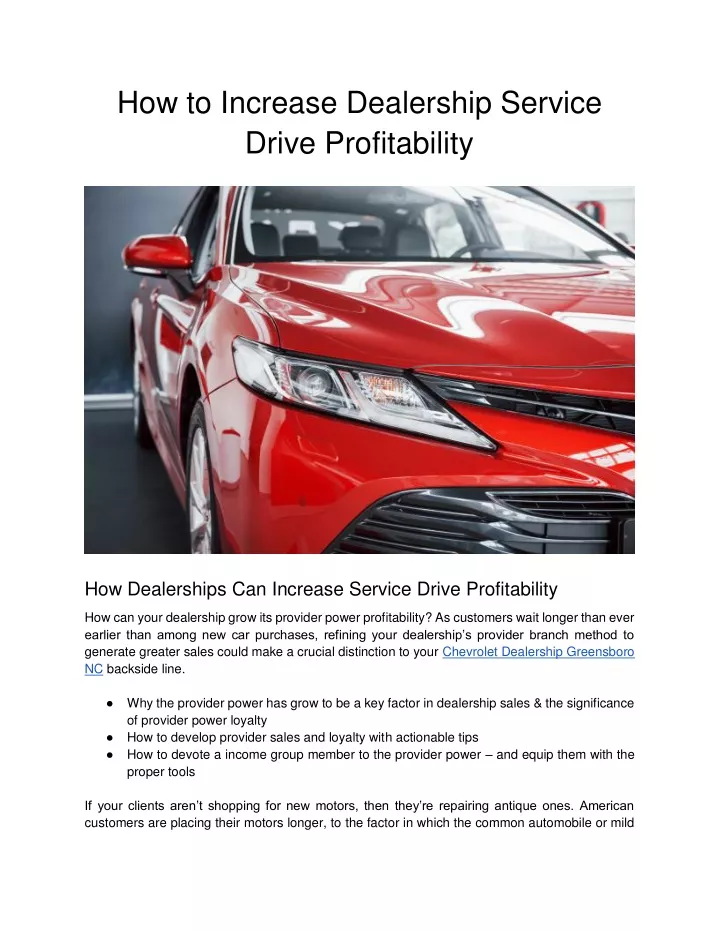 how to increase dealership service drive