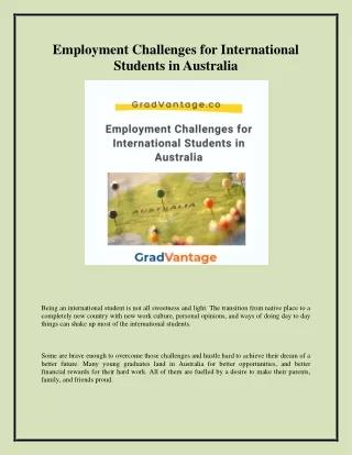 Employment Challenges for International Students in Australia