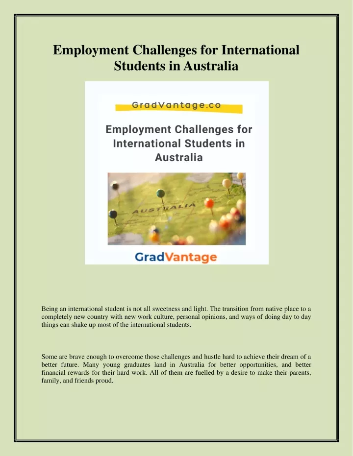 employment challenges for international students