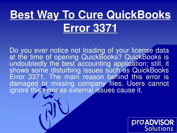 best way to cure quickbooks error 3371