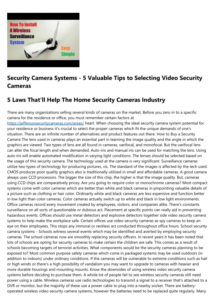 security camera systems 5 valuable tips