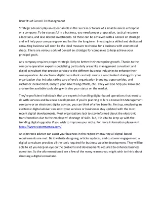 benefits of conseil en management