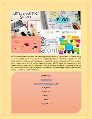 Affordable Content Writing Services in India | Writtenlyhub.com