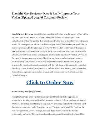 eyesight max reviews does it really improve your