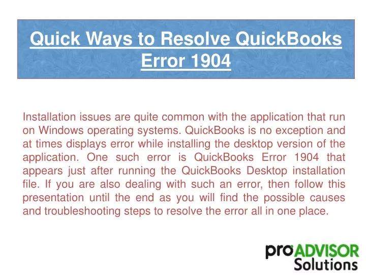 quick ways to resolve quickbooks error 1904