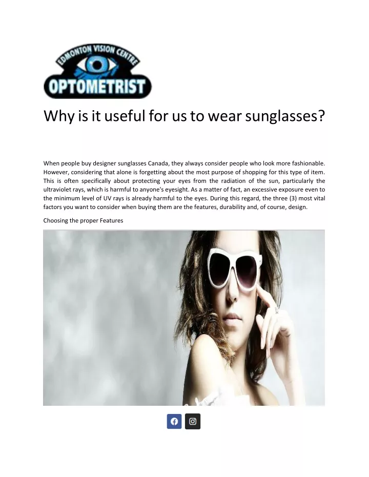 why is it useful for us to wear sunglasses