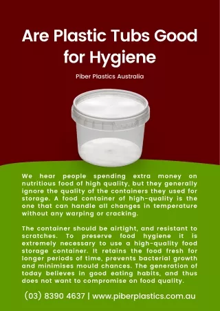 Are Plastic Tubs Good for Hygiene