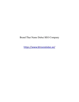 Brand That Name SEO Dubai