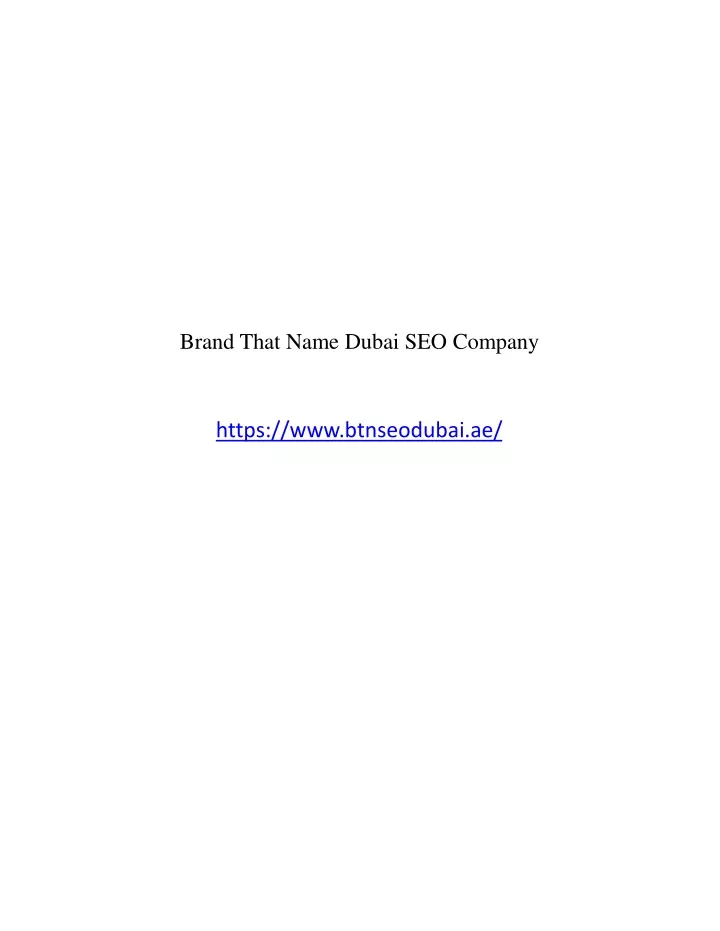 brand that name dubai seo company