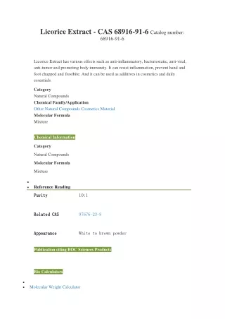 licorice extract cas 68916 91 6 catalog number