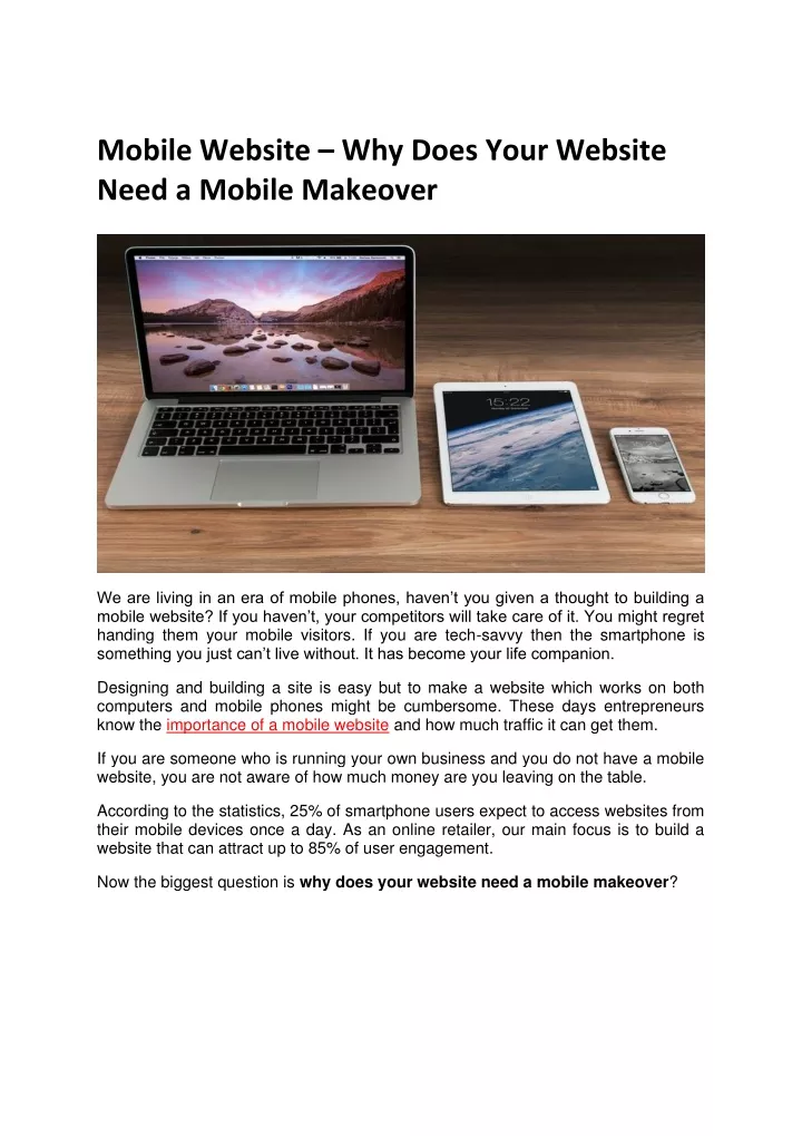 mobile website why does your website need