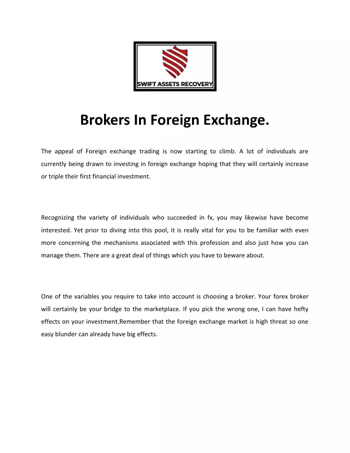 brokers in foreign exchange
