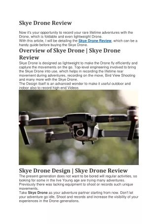 Skye Drone Review