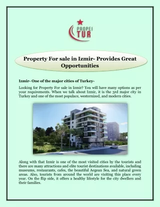 Property For sale in Izmir- Provides Great Opportunities