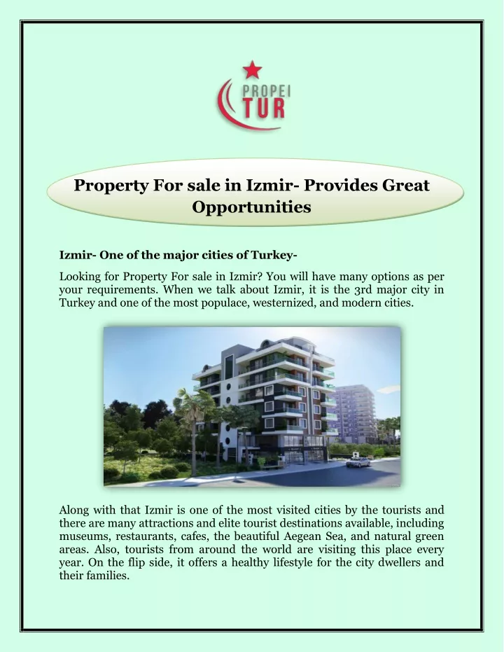 property for sale in izmir provides great