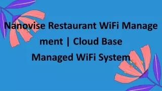 Nanovise Restaurant WiFi Management | Cloud Base Managed WiFi System