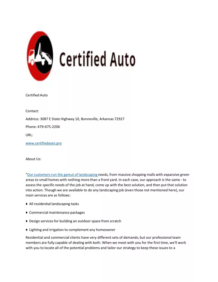 certified auto contact address 3087 e state