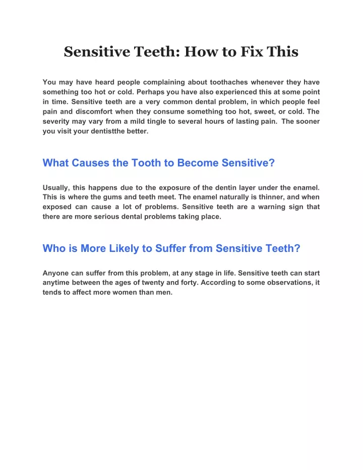 sensitive teeth how to fix this