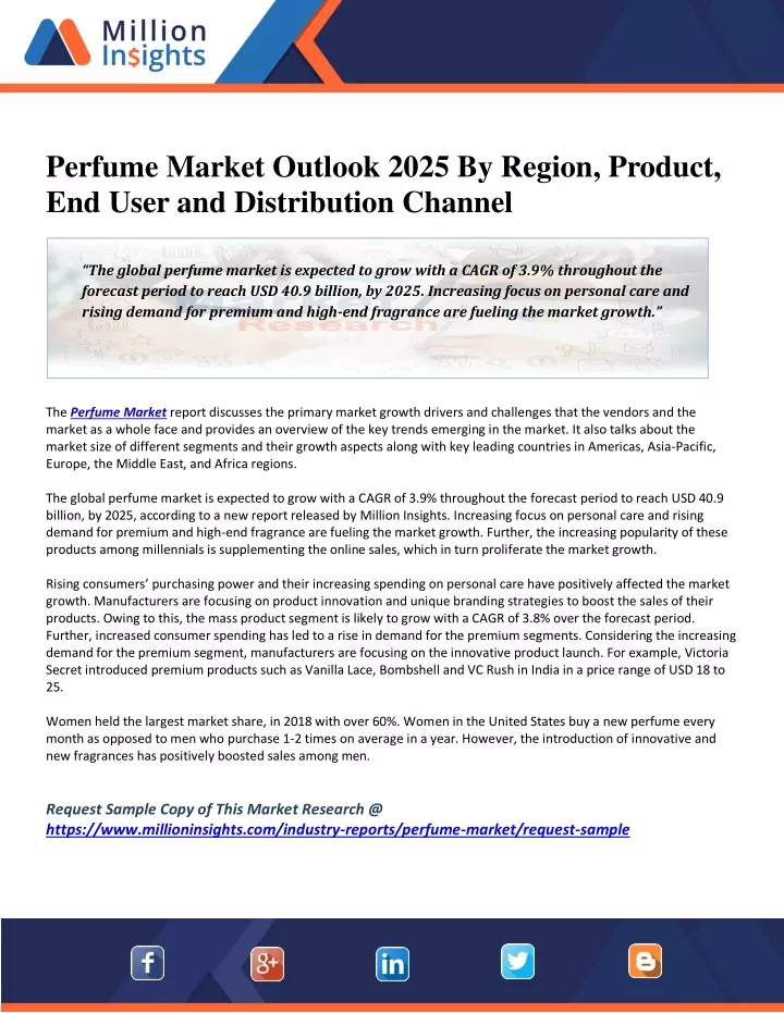 perfume market outlook 2025 by region product