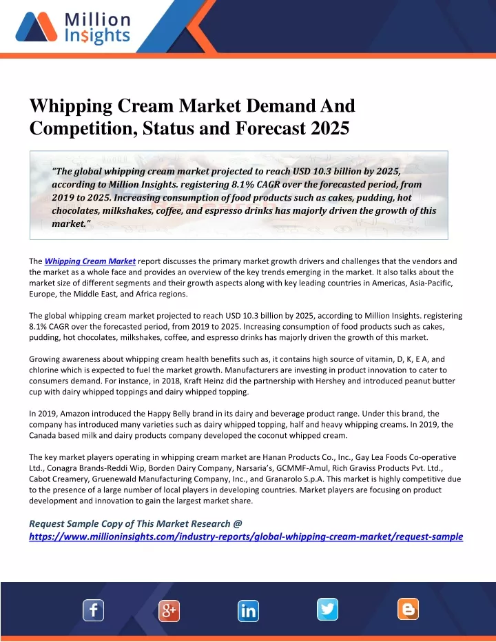 whipping cream market demand and competition