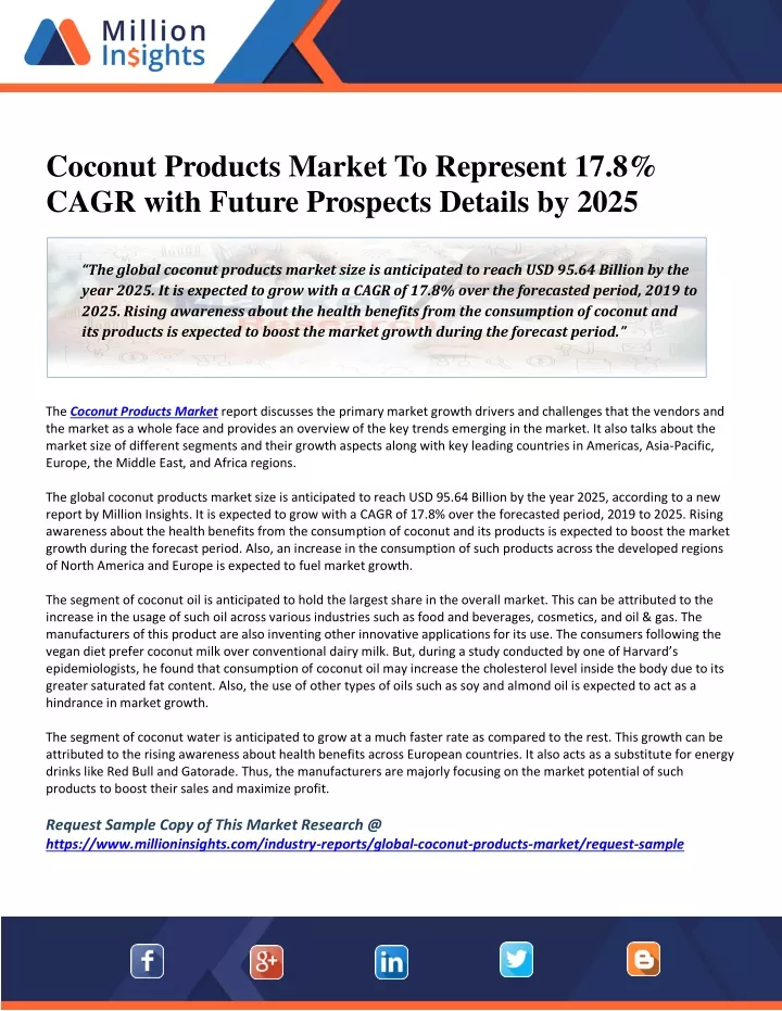 coconut products market to represent 17 8 cagr