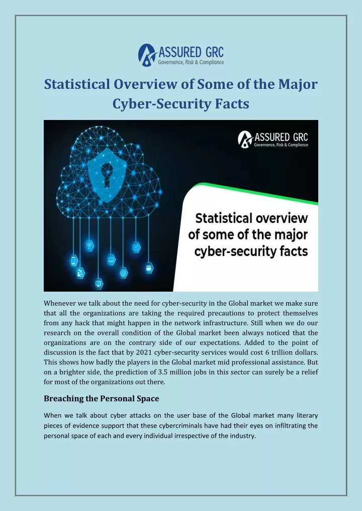 statistical overview of some of the major cyber