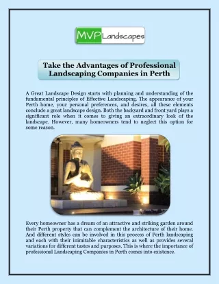 Take the Advantages of Professional Landscaping Companies in Perth