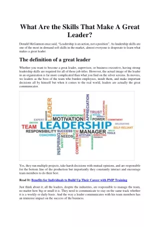 what are the skills that make a great leader