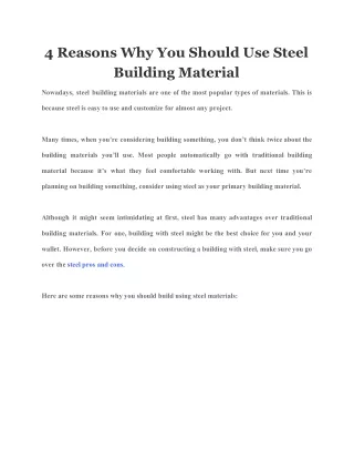 4 reasons why you should use steel building