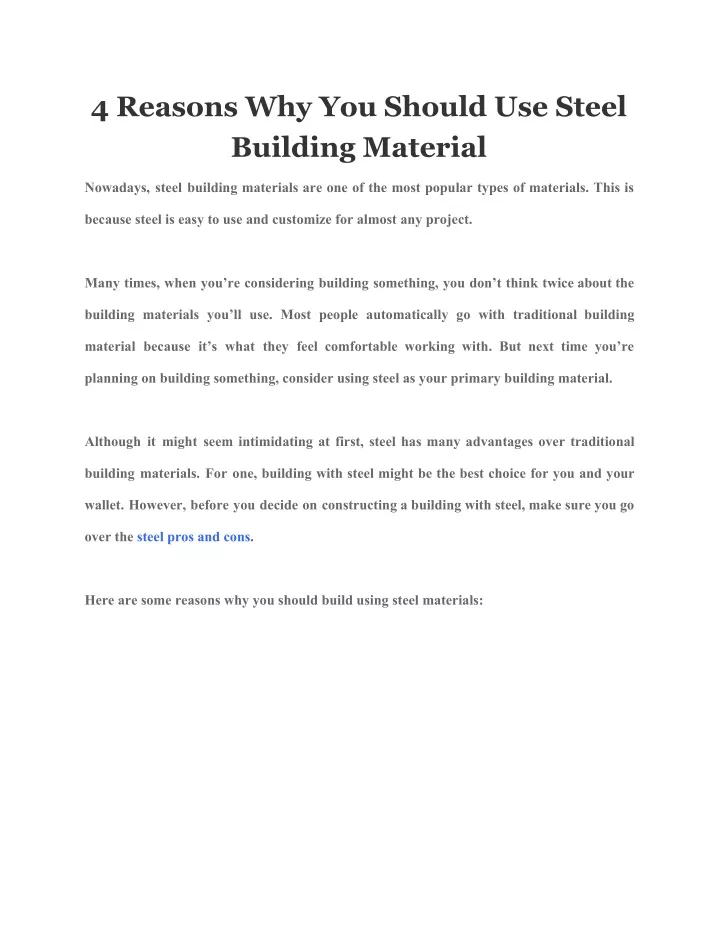 4 reasons why you should use steel building