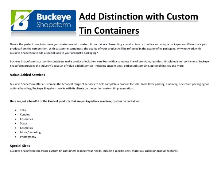 add distinction with custom tin containers