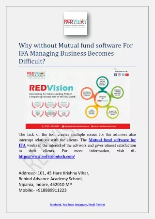 why without mutual fund software for ifa managing
