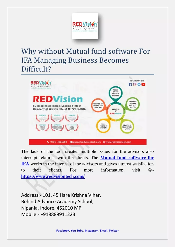 why without mutual fund software for ifa managing