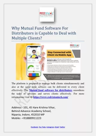 why mutual fund software for distributors