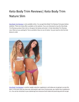 Keto Body Trim Reviews