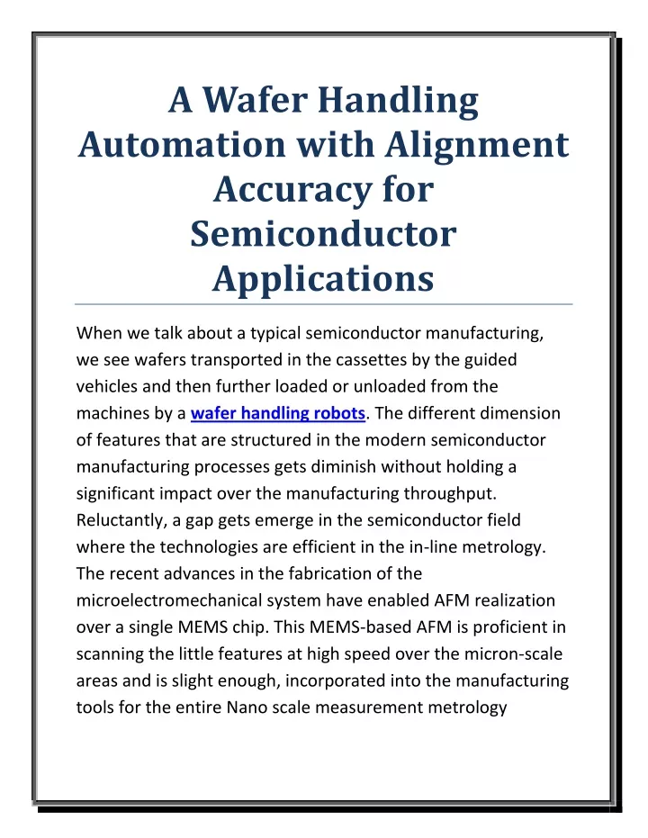 a wafer handling automation with alignment