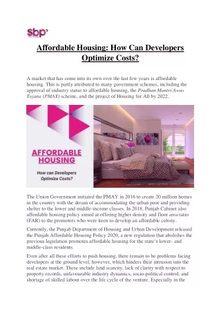 affordable housing how can developers optimize