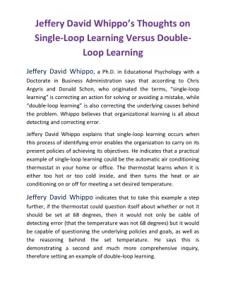 jeffery david whipp o s thoughts on single loop