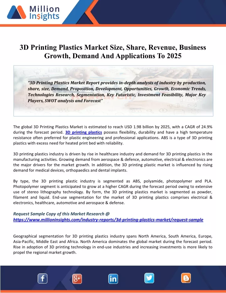 3d printing plastics market size share revenue