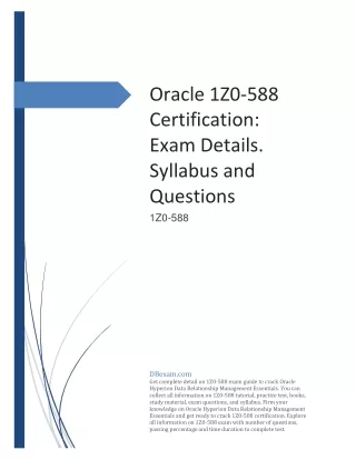 Oracle 1Z0-588 Certification: Exam Details. Syllabus and Questions