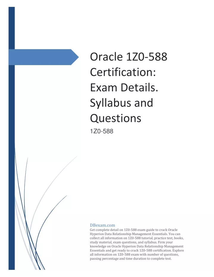 oracle 1z0 588 certification exam details