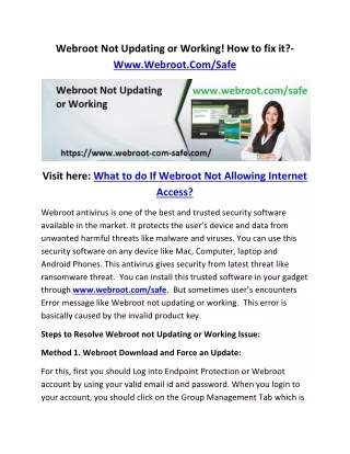 webroot not updating or working
