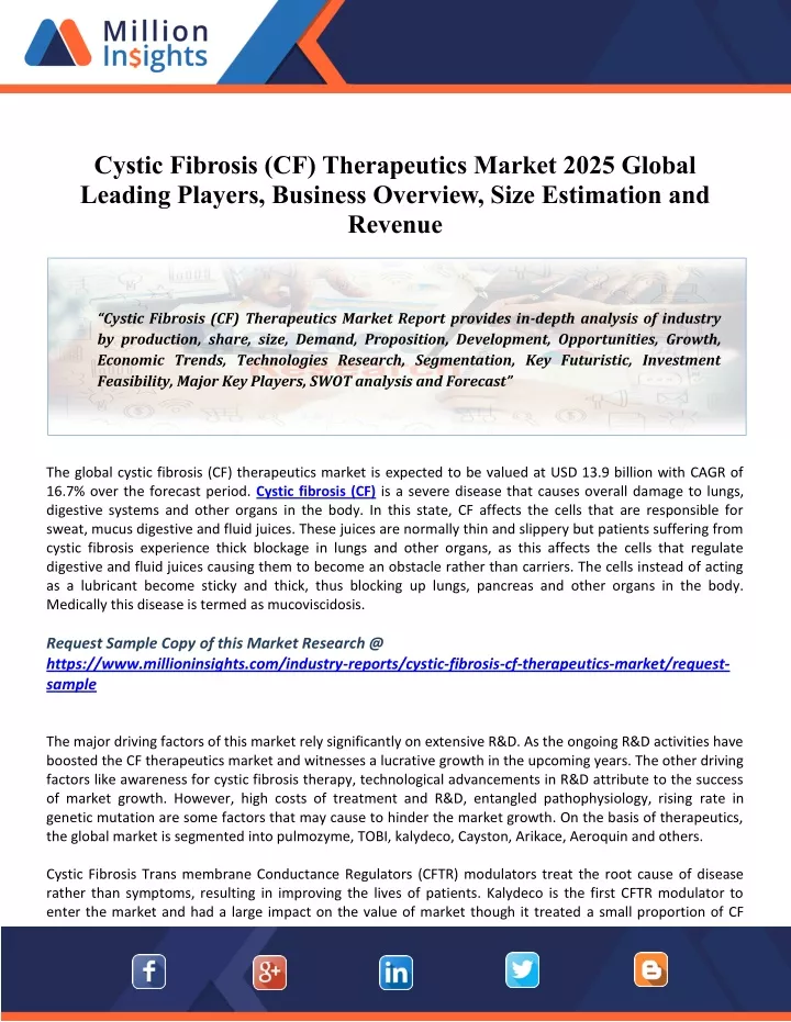 PPT - Cystic Fibrosis (CF) Therapeutics Market Size, Share, Outlook ...