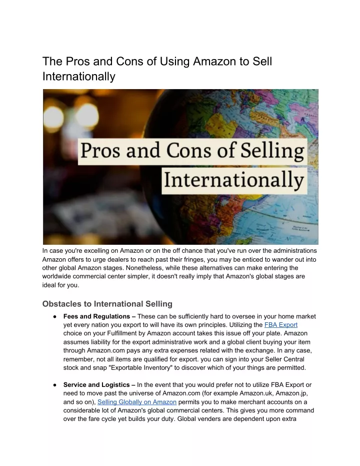 the pros and cons of using amazon to sell