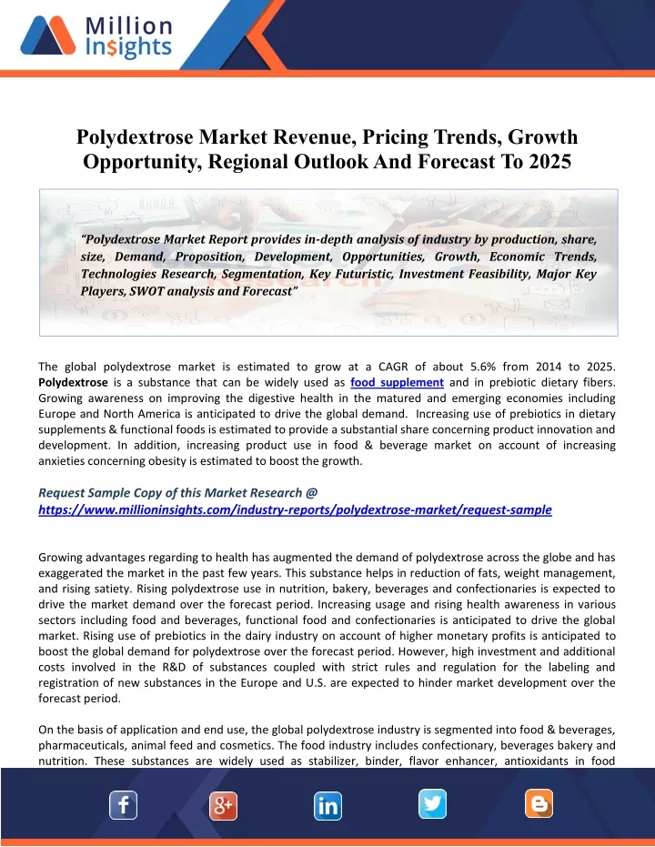polydextrose market revenue pricing trends growth